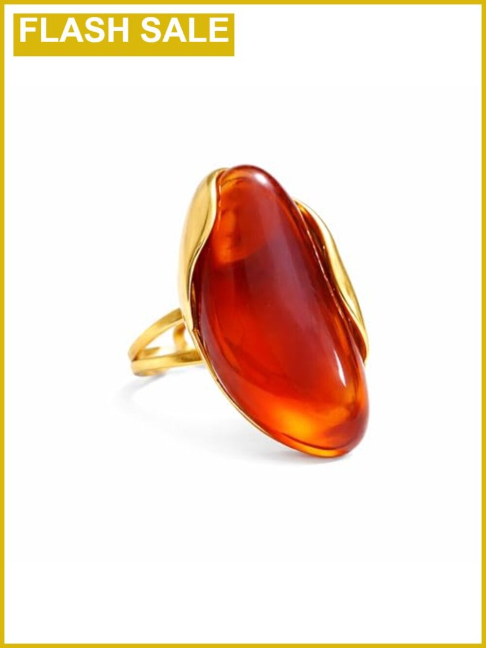 Chunky Statement Ring Resin Gold Plated Stainless Steel Adjustable Boho